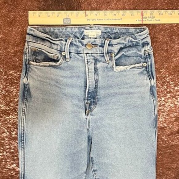 Good American Distressed Blue Denim Skinny Jeans 4/27 Mid Rise Stretch - Picture 9 of 13